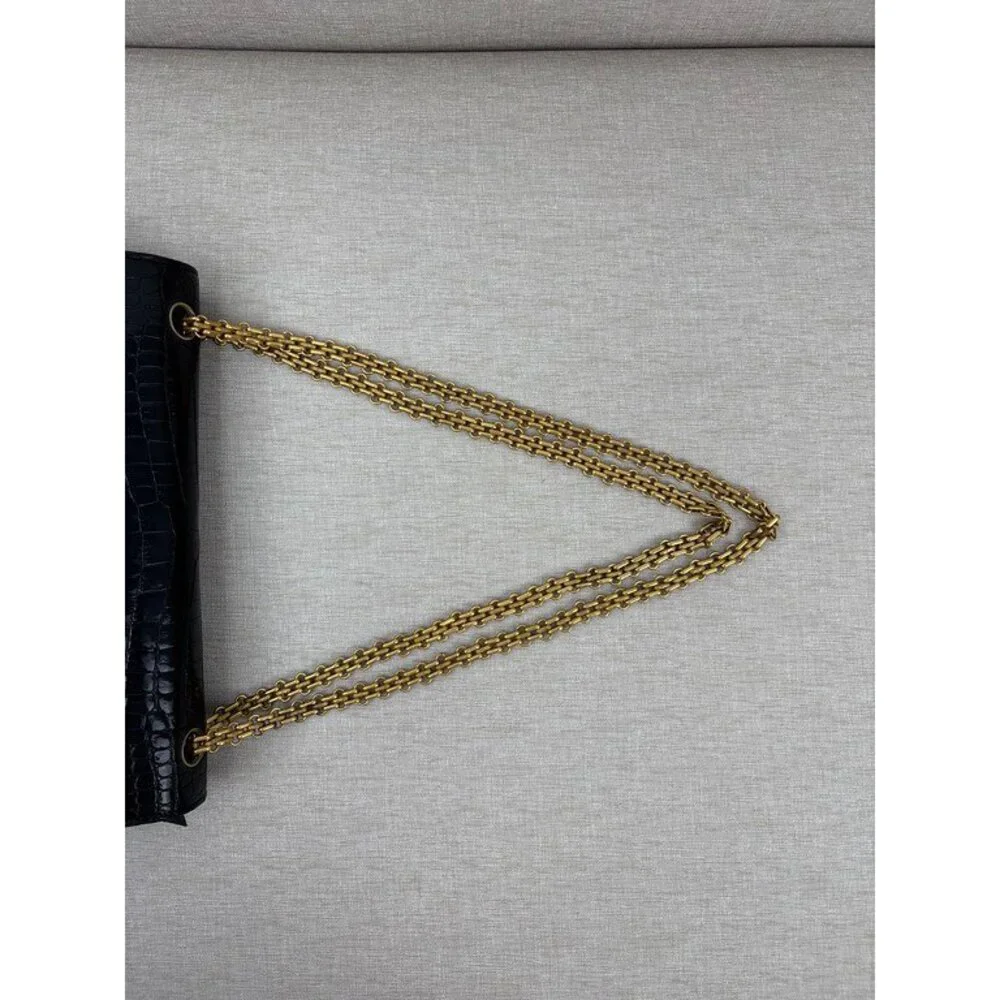CHANEL Black Crocodile Classic Flap Medium GHW